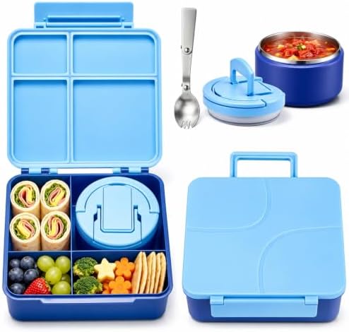Bento Lunch Box for Kids with 8oz Soup Thermo,Kids Leakproof Lunch