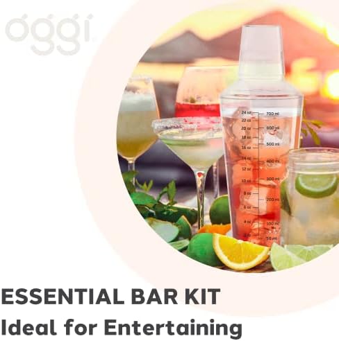 OGGI Clear Cocktail Shaker - 24 oz / 700 ml, Clear Durable Plastic