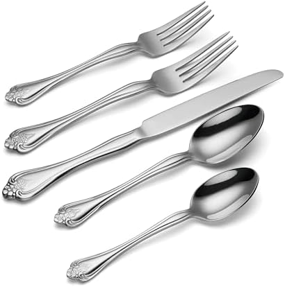 Oneida Boutonniere 45-Piece 18/0 Silverware Set for 8, Flatware