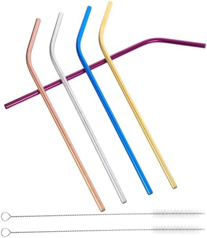 Drinking Straws Set with Cleaning Brush Reusable Stainless Steel