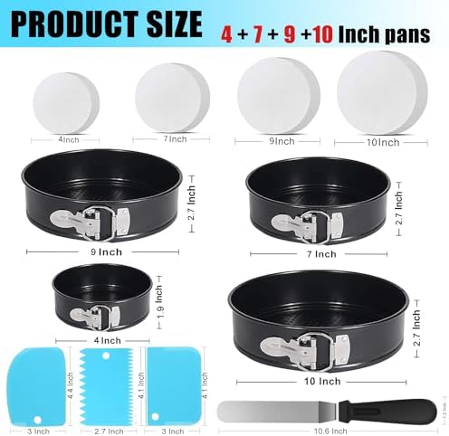 Round Cake Pan Sets for Baking Cake Decorating Supplies: 4 Non-Stick