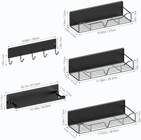 5-Pack Magnetic Shelves for Washing Machine, Black