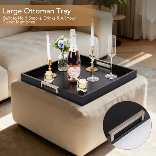 Joy&Grace Large Square Ottoman Tray for Living Room and Coffee Table