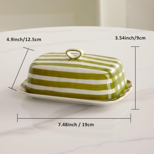 Ceramic Butter Dish with Lid, Kitchen Countertop Large Butter Holder