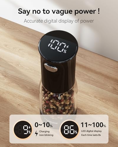 TOMEEM Rechargeable Electric Salt and Pepper Grinder Set