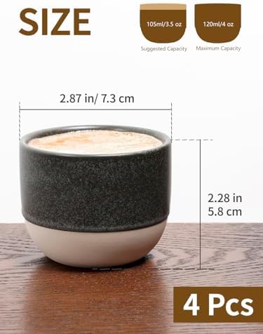 4oz Espresso Cups Set of 4, Ceramic Demitasse Coffee Cups