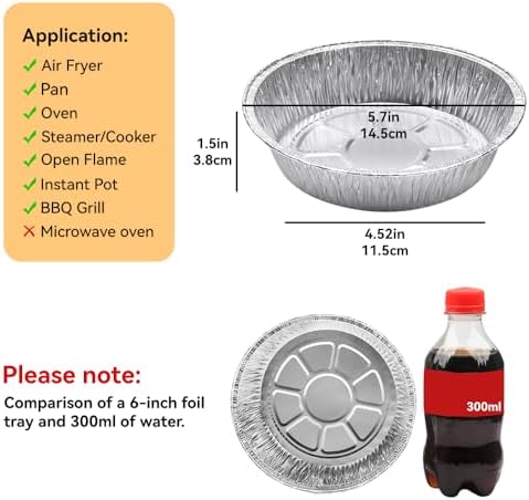 Non-Stick Round Disposable Air Fryer Aluminum Foil Liners 50PCS