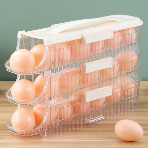 PET Rolling Egg Dispenser Tray for Refrigerator Shelf Storage