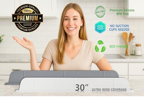 30 Inch Silicone Kitchen Sink Splash Guard, Eco White
