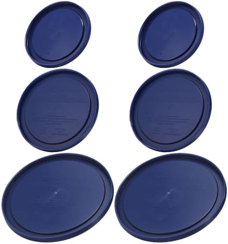 Pyrex (2) 7402-PC, (2) 7201-PC, & (2) 7200-PC Blue Lids - Made in USA