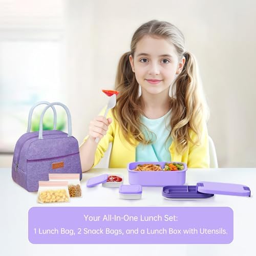 JBGOYON Bento Box and Lunch Bag Set, Purple