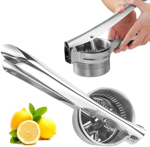Stainless‐Steel Potato Ricer, Ergonomic Masher for Fluffy Mashed