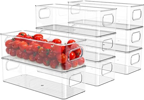 Set of 8 Refrigerator Pantry Organizer Bins - Stackable Fridge