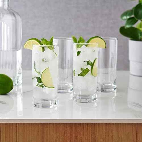 True Highball Glasses, Tall Glass Tumbler for Cocktails, Mojito Iced