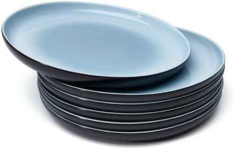 Sweese Porcelain Dinner Plates Set of 6, 10 Inch Lightweight Round