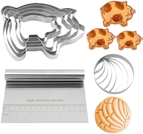 Concha Cutter and Puerquito Pig Mold Baking Set, 5 Graduate Sizes