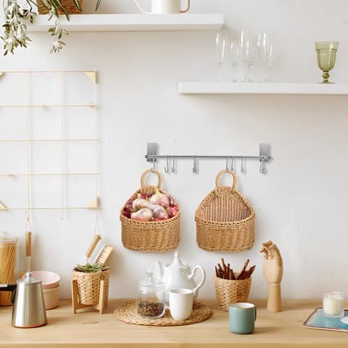 LIOOBO Hanging Wall Baskets: 2pcs Kitchen Storage Woven Washable