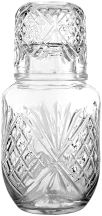 Bedside Water Carafe and Glass Set, Compact Glass Water Carafe with