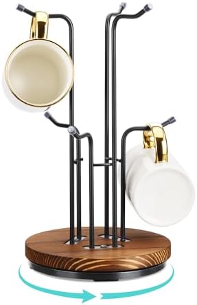 HULISEN 360° Rotating Mug Tree, Coffee Mug Holder for Large Cups, 6