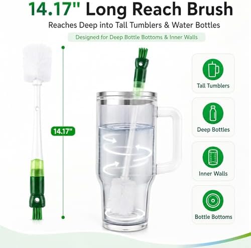 5-in-1 Water Bottle Cleaner Brush Set - 7 Pack, 14.17" Long Narrow