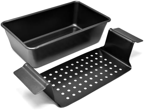 PERLLI Meat Loaf Pan with Drip Tray – 2 Pc. 9.8 x 5.7 In.