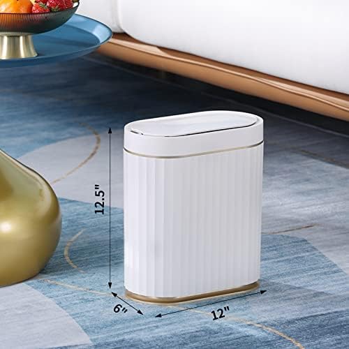 ELPHECO 2 Gallon Motion Sensor Bathroom Trash Can, White Gold
