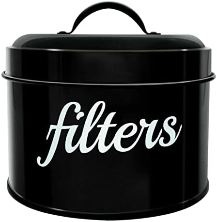 White Enamel Coffee Filter Holder with Lid - Rustic Farmhouse
