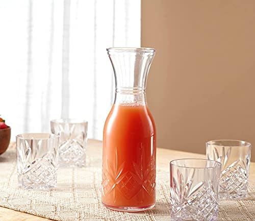 Godinger Carafe Pitcher and Drinking Glasses Set, Acrylic Shatterproof