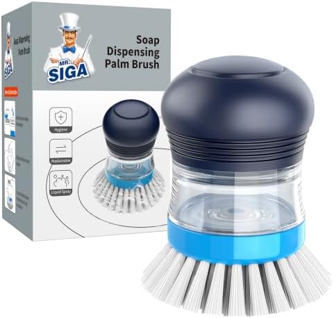 MR.SIGA Soap Dispensing Palm Brush, 1 Pack, Navy/Blue