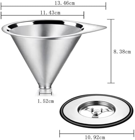 LHS Pour Over Coffee Dripper Stainless Steel Coffee Filter Metal Cone