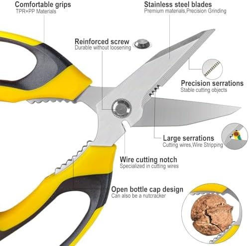 Ultra Sharp Stainless Steel Shears, Heavy Duty Scissors with