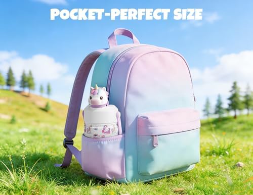 POWCAN 12 oz Kids Water Bottle for School: 2-in-1 Straw Spout Lid with