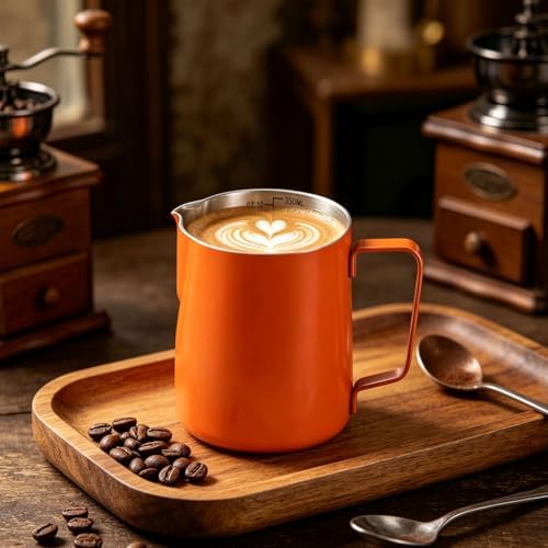 600ml(20oz) Milk Frothing Pitcher, Stainless Steel Milk Steamer Cup