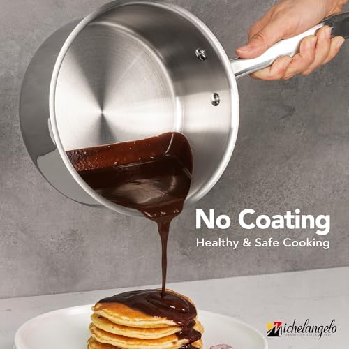 MICHELANGELO Stainless Steel Saucepan Set with Lids 1QT & 2QT & 3QT