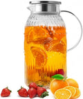 Bandesun Vintage Glass Pitcher with Lid, Heat Resistant Borosilicate