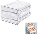 Clear Egg Organizer for Refrigerator, Stackable 2-Tier Storage Tray