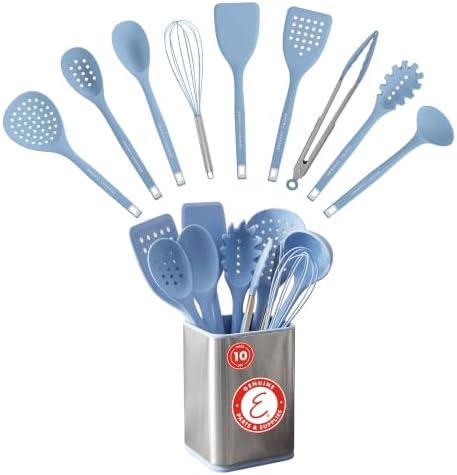 Emeril Lagasse 10-Piece Silicone Kitchen Utensil Set, Light Blue