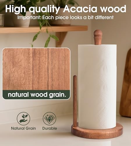 Acacia Wood Paper Towel Holder for Jumbo Rolls