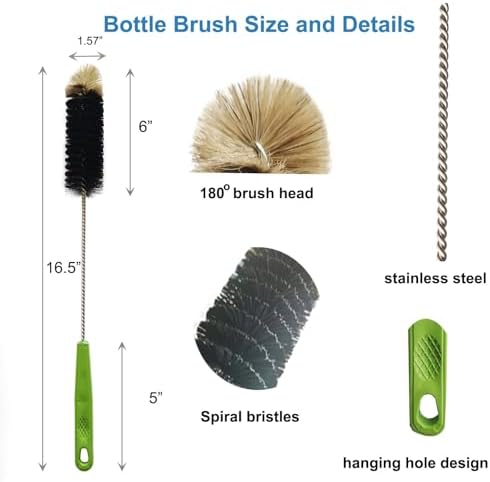 2 Pack 16" Bottle Brush, Dokpod Long Handle Cleaning Brushes for Long