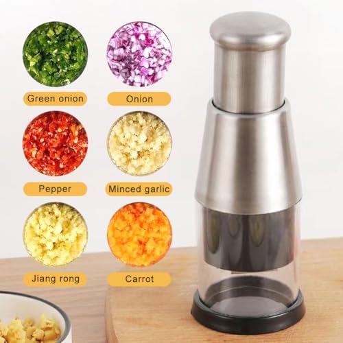 Manual Food Chopper, Stainless Steel Garlic Press
