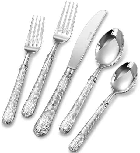 KEAWELL Premium Versailles 20-Piece Royal Silverware Set (20, Silver)