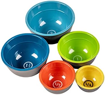 Prepara Two-Tone Melamine Pinch Bowls, Set of 5 with Measurement Lines