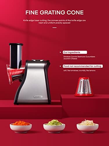 FOHERE Electric Cheese Grater and Salad Maker, Red