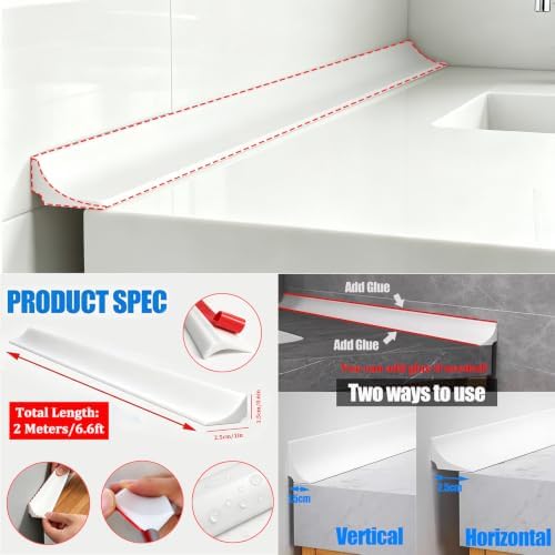Water Barrier for Sink,Shower Threshold Water Dam Barrier,Waterproof