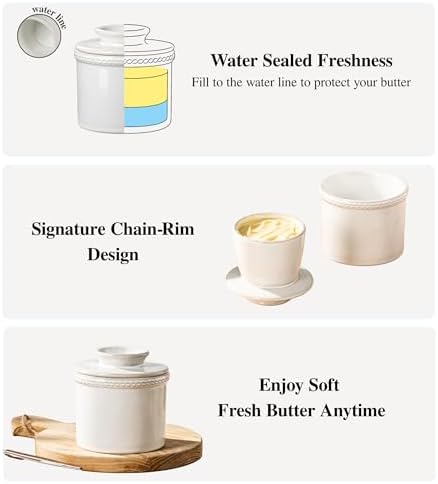 French Butter Crock, Butter Keeper for Counter, 8OZ/2 Sticks