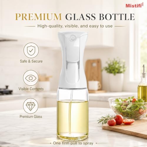 Mistifi 240ml Glass Oil Sprayer, White Head