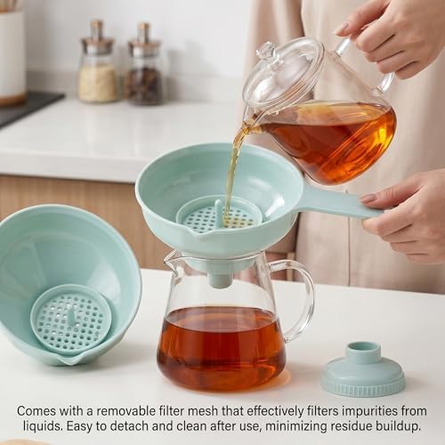 Kitchen Funnel Set - Wide Mouth Funnels with Detachable Strainers
