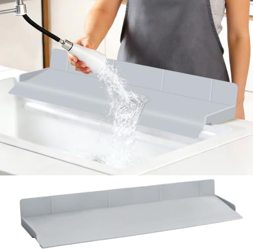 Full-Coverage Sink Splash Guard, Grey, 27.6"x4.7"x2.8"