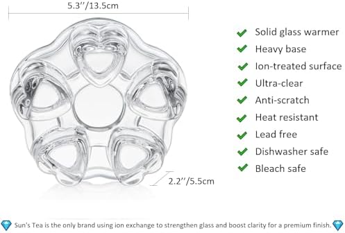Sun's Tea Universal Solid Crystal Glass Ultra Clear Teapot Warmer