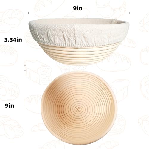 Bread Proofing Basket Set of 2,9 Inch Round Sourdough Bread Baskets